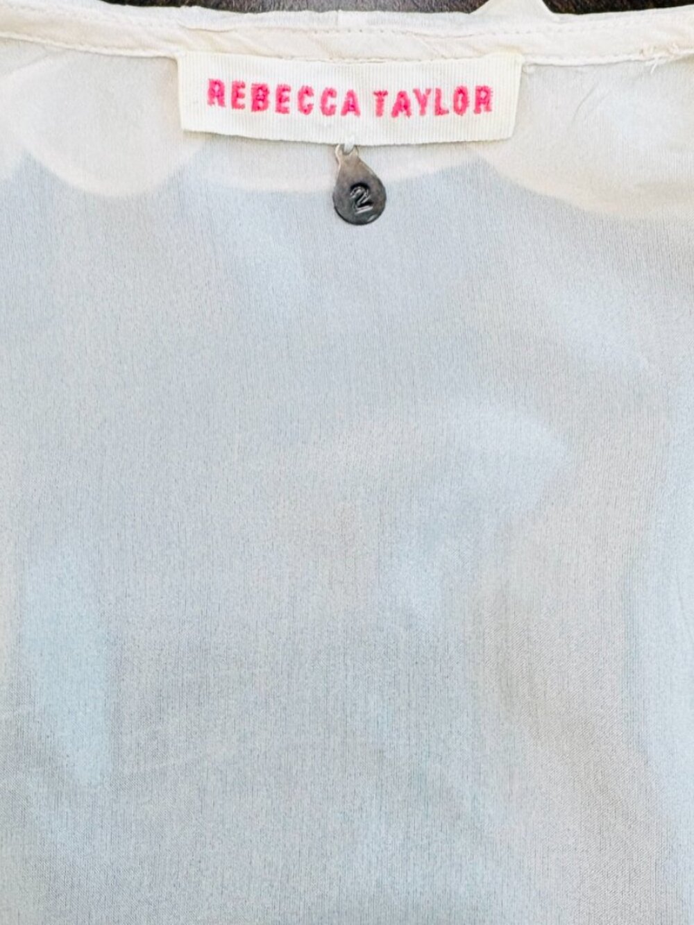Rebecca Taylor Silk Ruffle Blouse Cream Tie Back Romantic Top Sz 2 Coquette - Picture 4 of 8